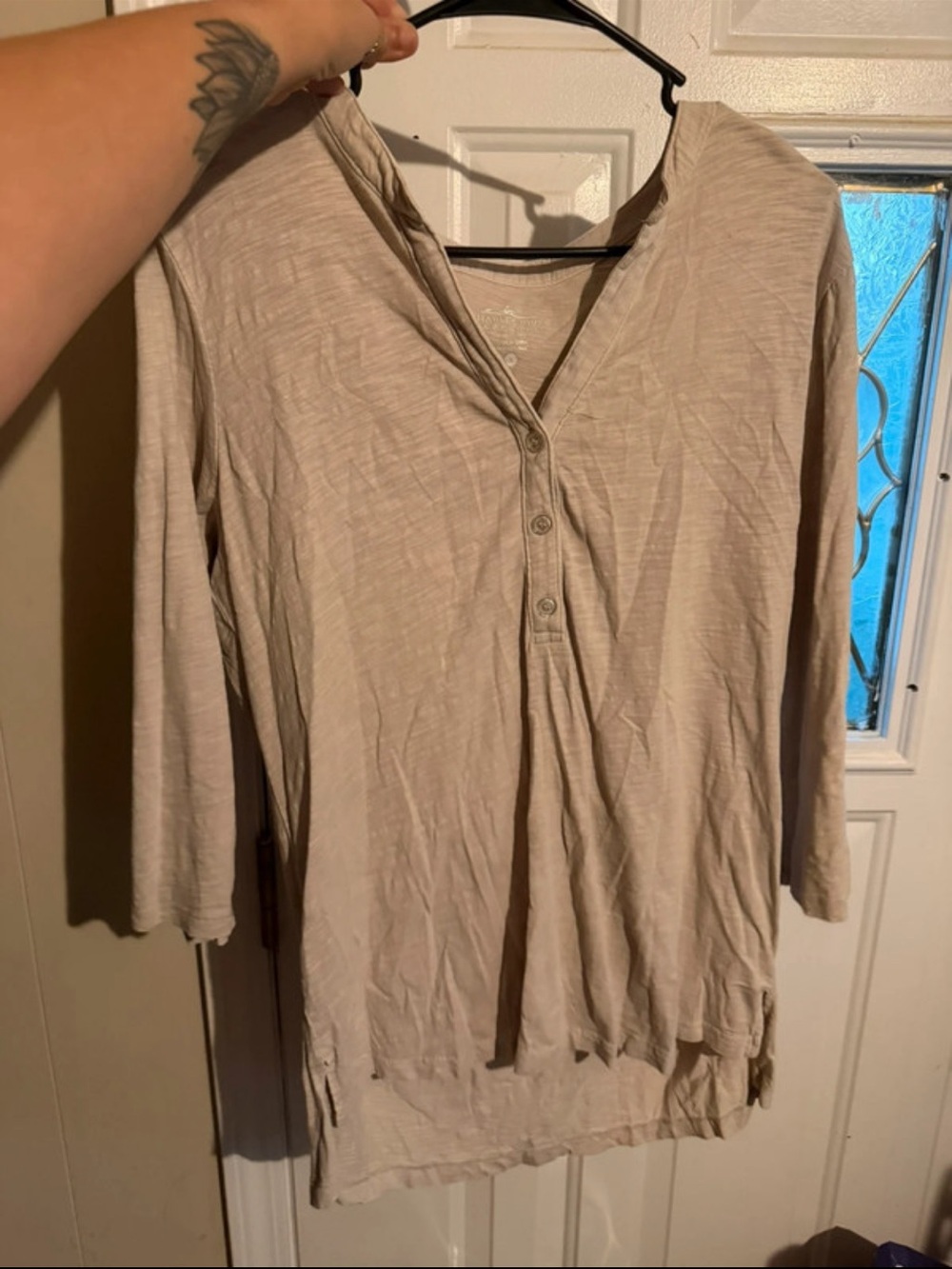 Charles River Apparel Beige Long-Sleeve Henley Tunic